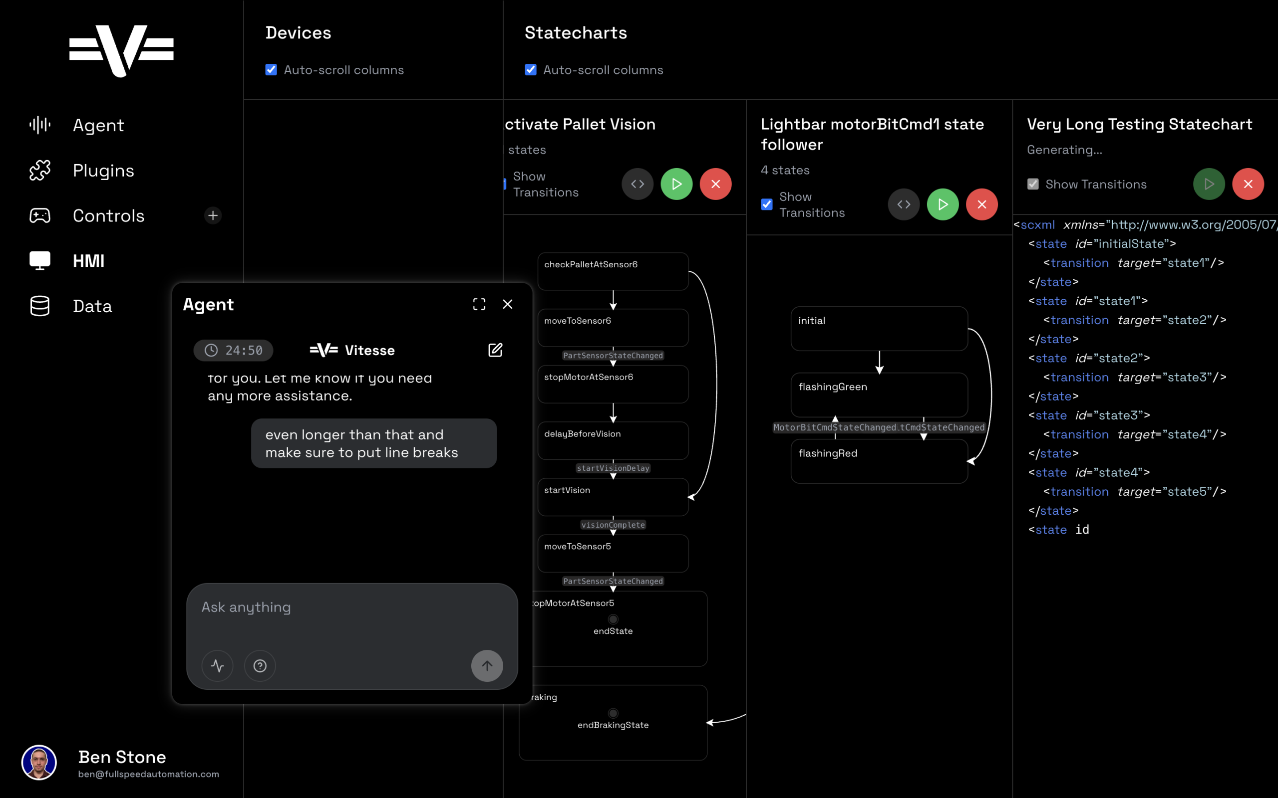 Vitesse Full Speed Automation - Revolutionize Your Automation Process - chatbot generating statechart