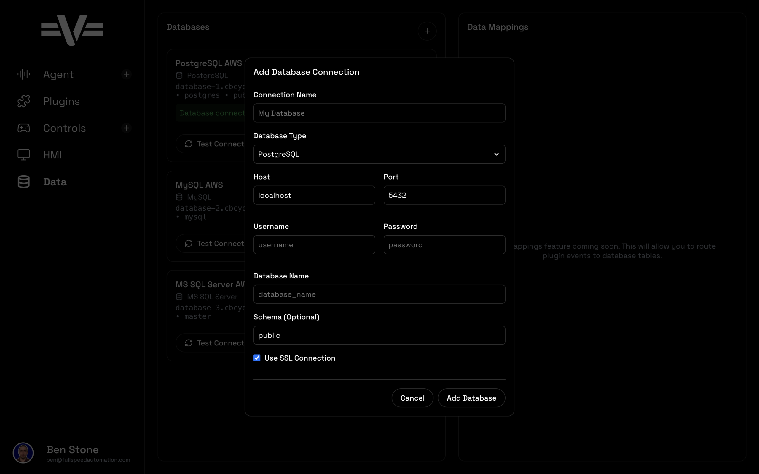Vitesse Full Speed Automation - Revolutionize Your Automation Process - database dialog